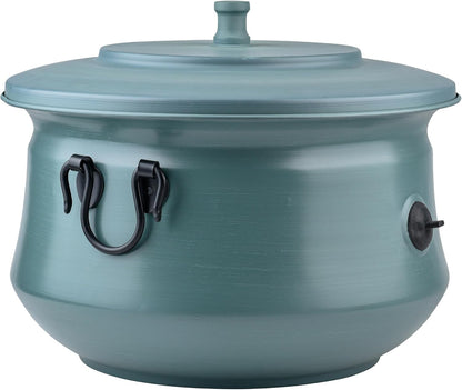 Decorative Garden Hose Holder Pot Storage with Lid 19x15.25" for Yard, Indoor & Outdoor Use - Water Hose Container, Handmade (Cobble Creek Brushed Bronze)