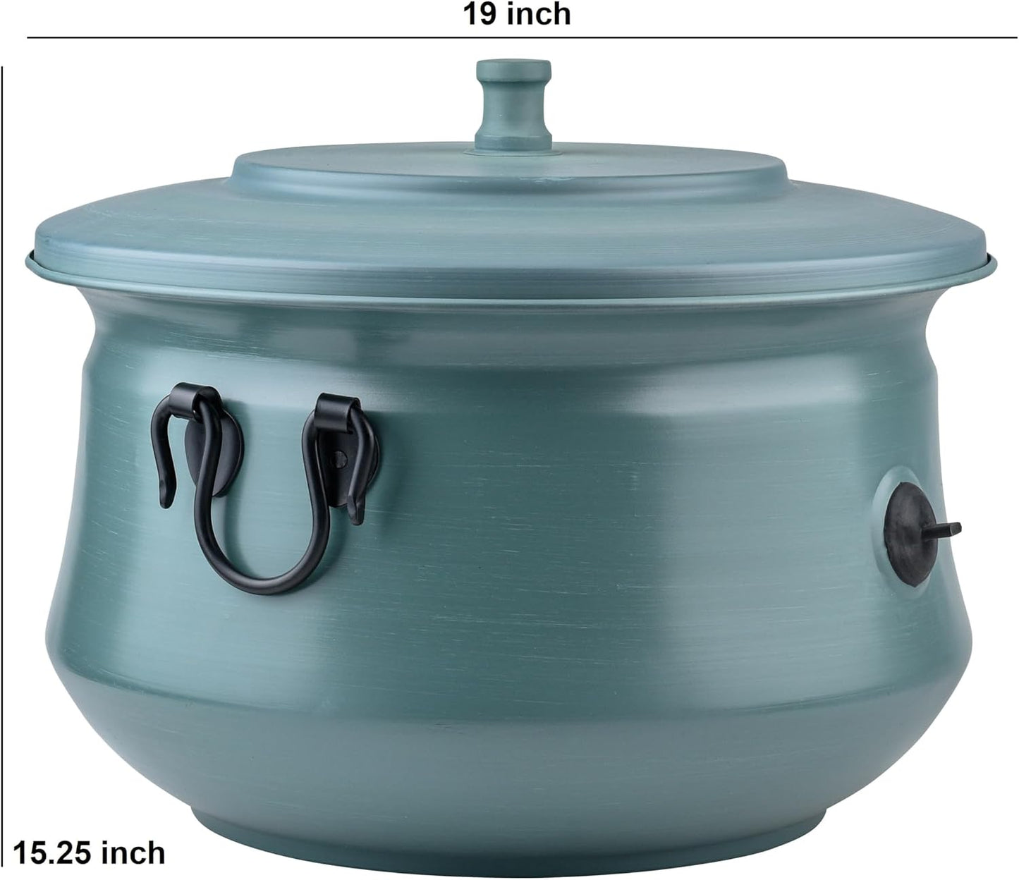 Decorative Garden Hose Holder Pot Storage with Lid 19x15.25" for Yard, Indoor & Outdoor Use - Water Hose Container, Handmade (Cobble Creek Brushed Bronze)