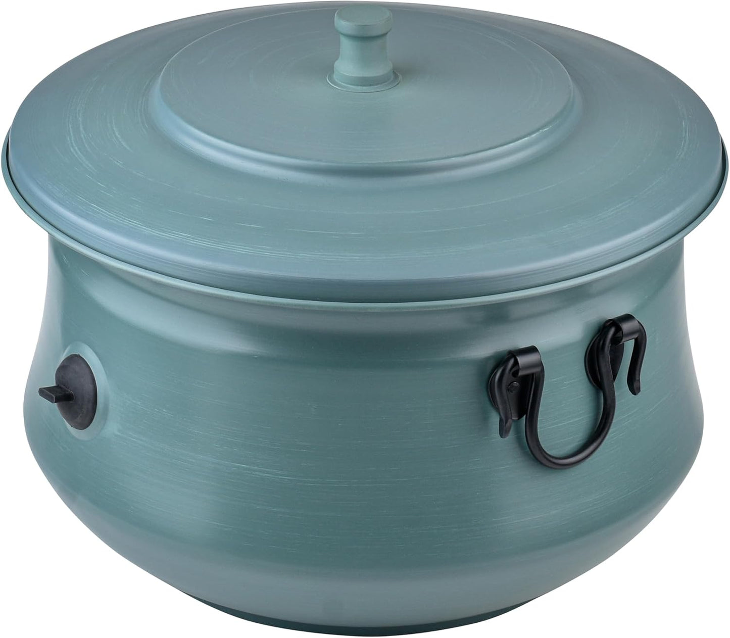 Decorative Garden Hose Holder Pot Storage with Lid 19x15.25" for Yard, Indoor & Outdoor Use - Water Hose Container, Handmade (Cobble Creek Brushed Bronze)