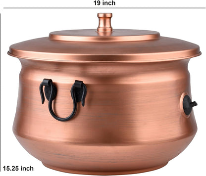Decorative Garden Hose Holder Pot Storage with Lid 19x15.25" for Yard, Indoor & Outdoor Use - Water Hose Container, Handmade (Cobble Creek Brushed Bronze)