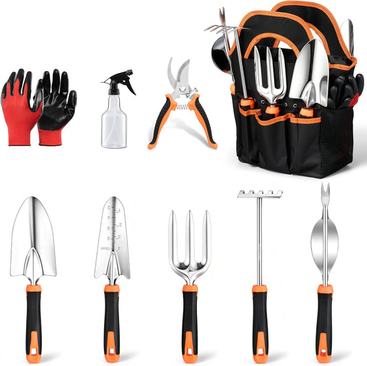 9-Piece Stainless Steel Garden Hand Tools Set for Planting