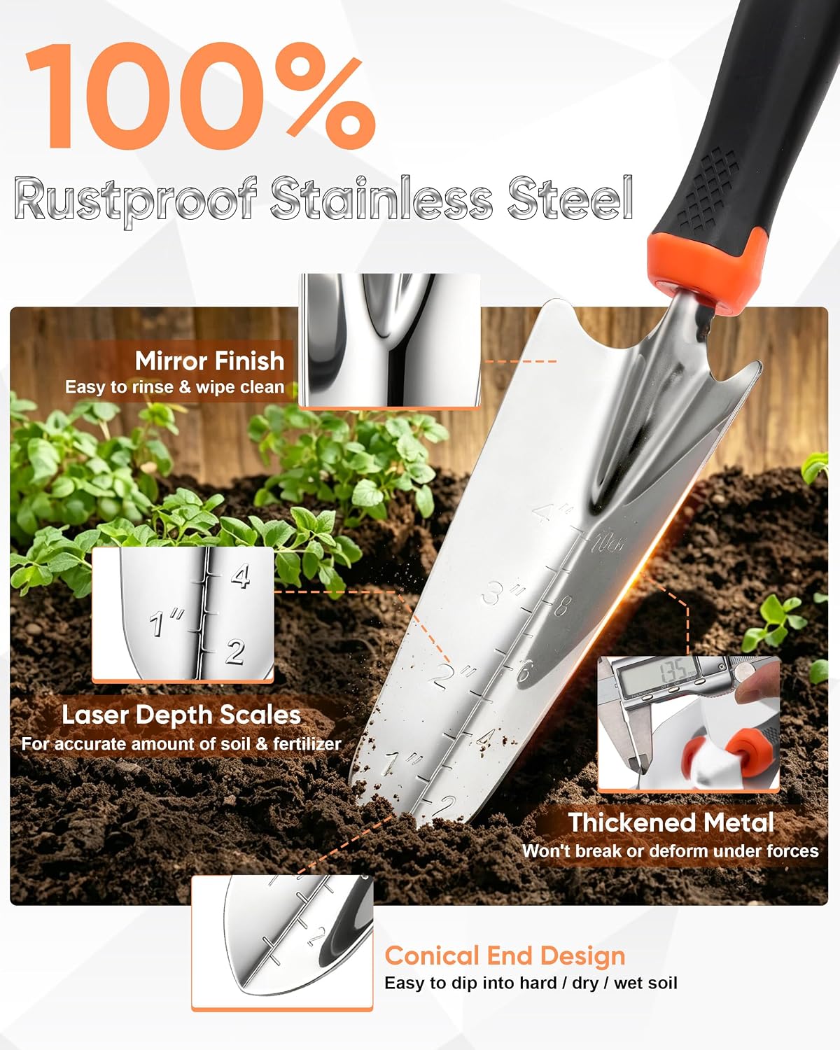 9-Piece Stainless Steel Garden Hand Tools Set for Planting