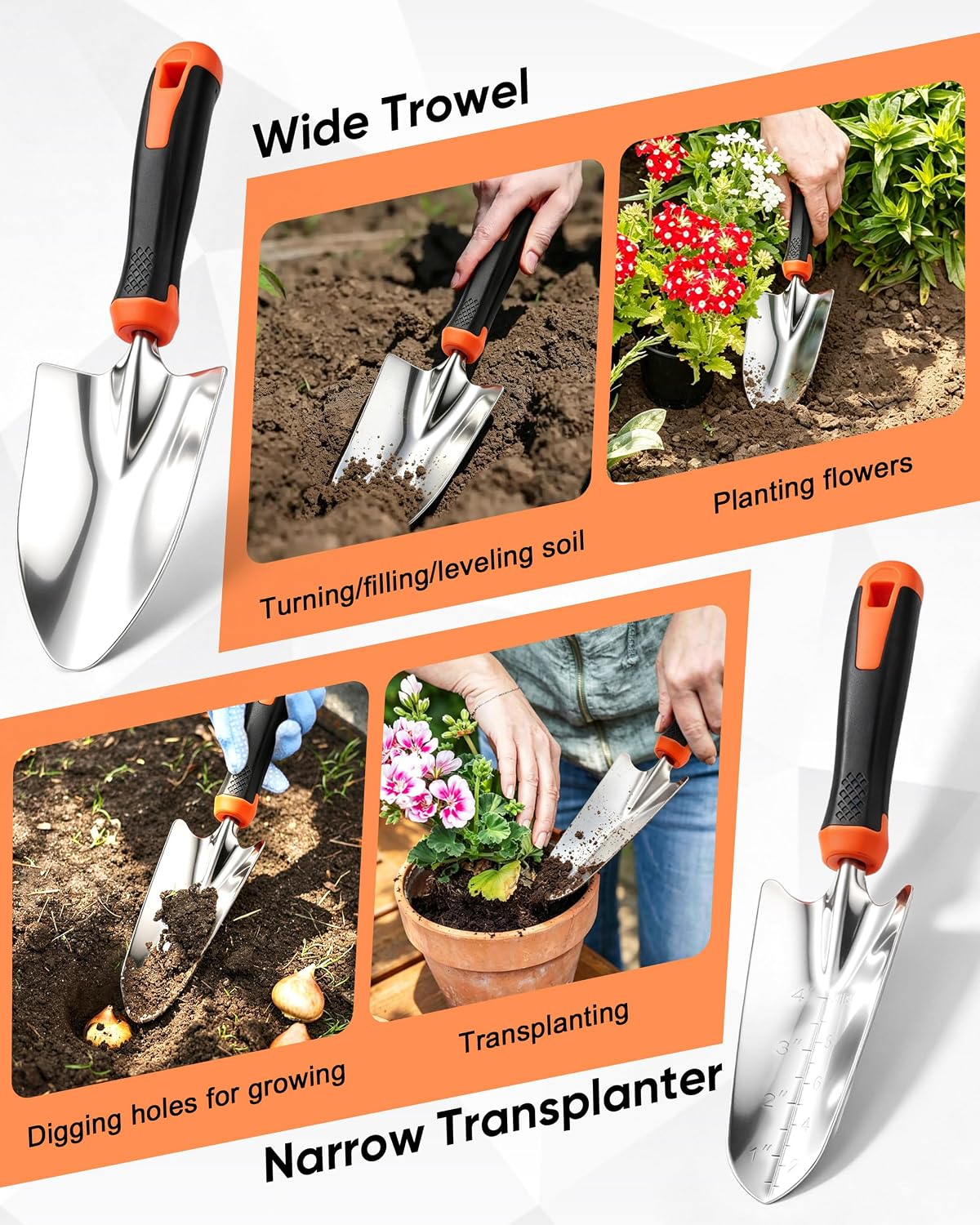 9-Piece Stainless Steel Garden Hand Tools Set for Planting