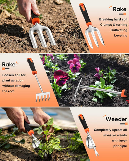 9-Piece Stainless Steel Garden Hand Tools Set for Planting