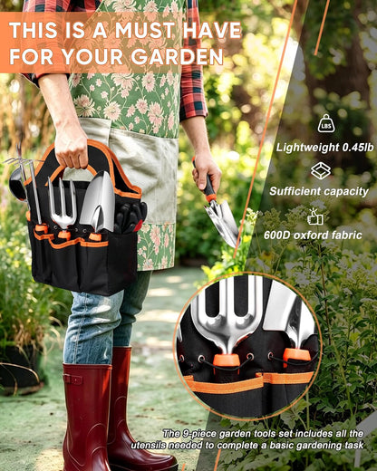 9-Piece Stainless Steel Garden Hand Tools Set for Planting