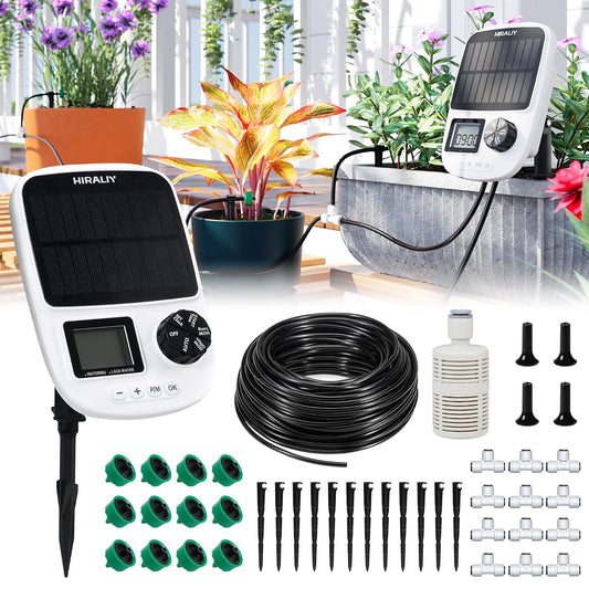 Solar Drip Irrigation System with Timer, Automatic Plant Watering