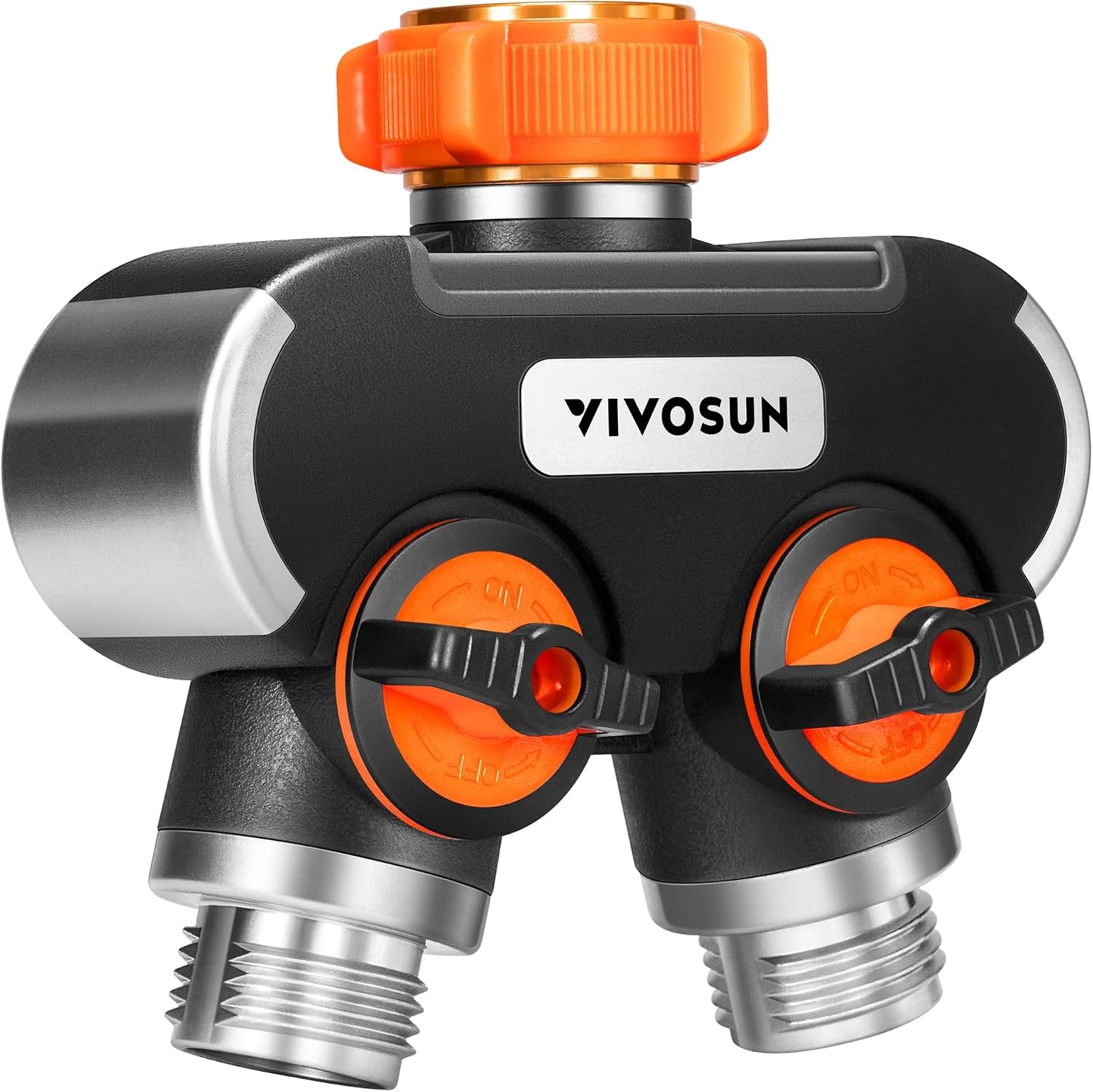 Garden Hose Splitter 4 Way, Heavy Duty Water Hose Connector 3/4", Water Hose Manifold, Faucet Adapter with Comfortable Rubberized Grip for Drip Irrigation, Lawns