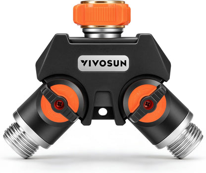 Garden Hose Splitter 4 Way, Heavy Duty Water Hose Connector 3/4", Water Hose Manifold, Faucet Adapter with Comfortable Rubberized Grip for Drip Irrigation, Lawns