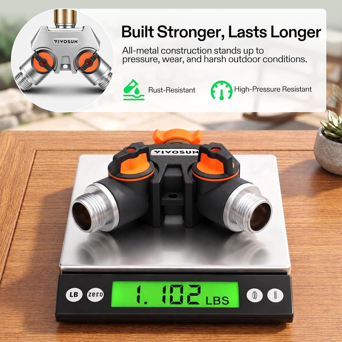 Garden Hose Splitter 4 Way, Heavy Duty Water Hose Connector 3/4", Water Hose Manifold, Faucet Adapter with Comfortable Rubberized Grip for Drip Irrigation, Lawns