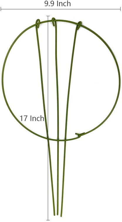3-Pack Garden Plant Support Stake Green Plant Support Rings for Climbing Plant, Flowers (10" Wide x 17" High)