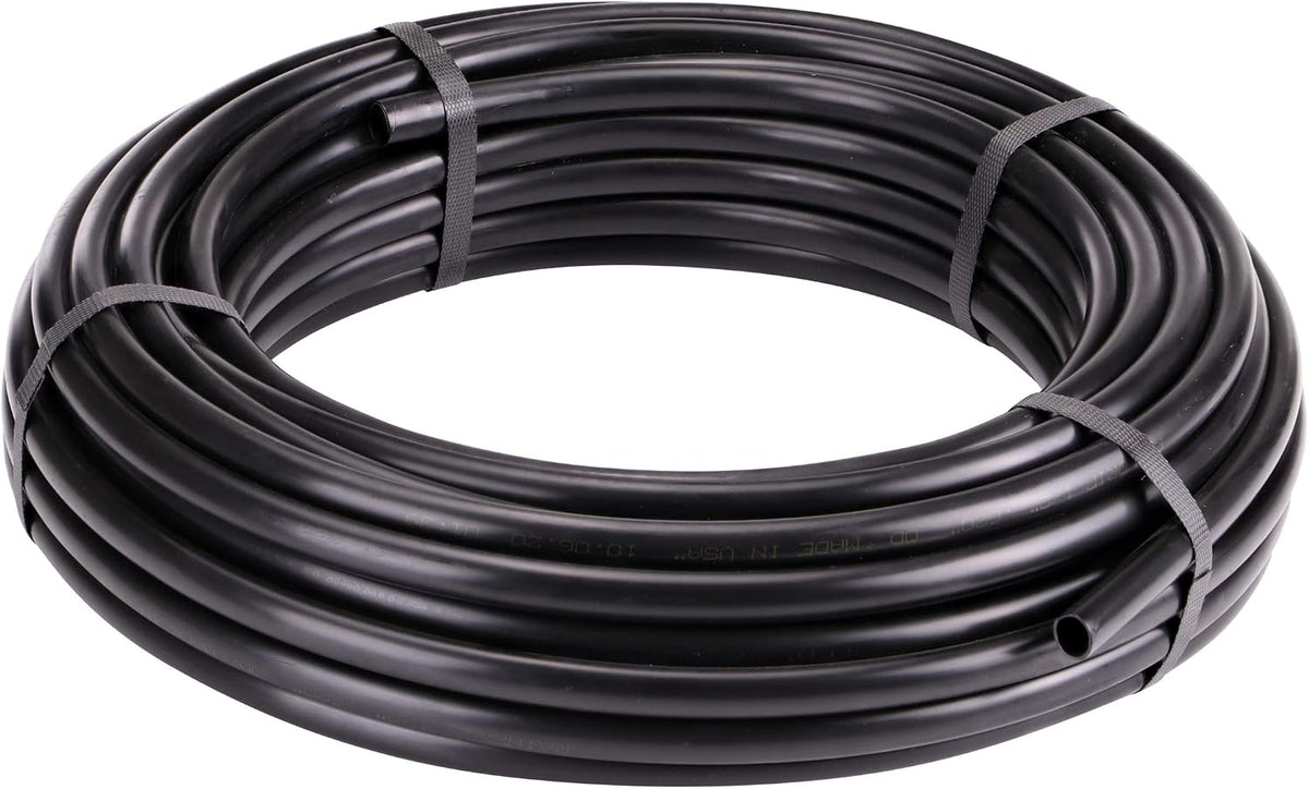052020P 1/2-Inch Drip Irrigation Water Supply Tubing, For Garden Irrigation Drippers, Emitters, and Systems, Black Polyethylene