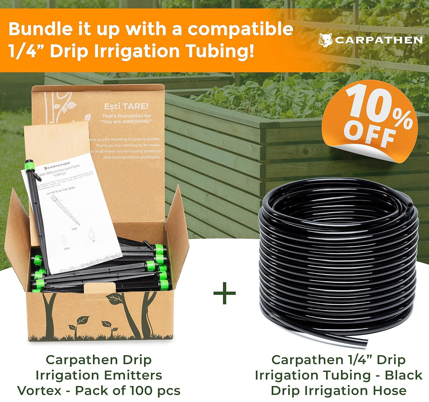 CARPATHEN 1/4" Drip Irrigation Emitters Vortex Sprinkler Parts, 100 pcs