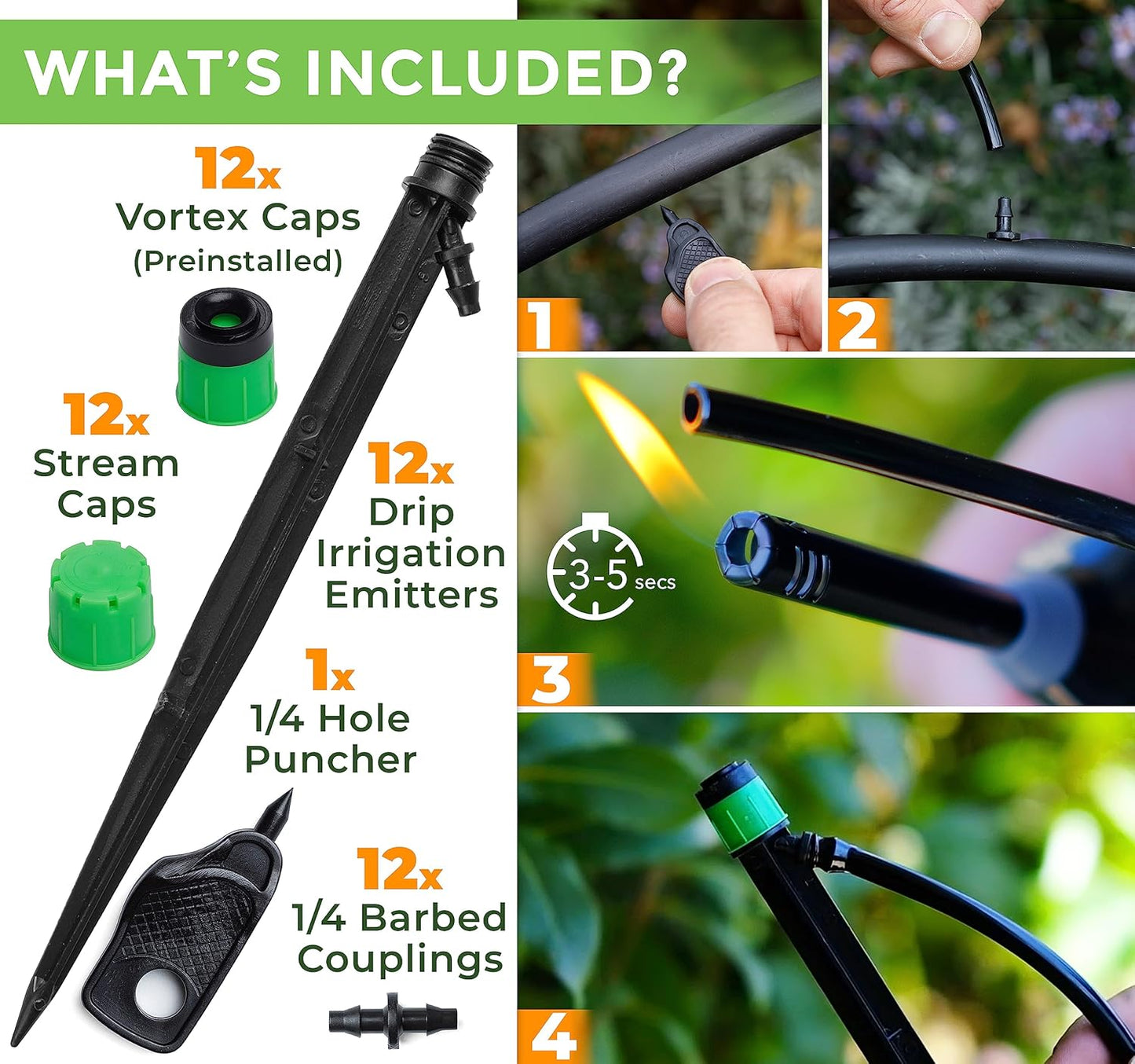 CARPATHEN 1/4" Drip Irrigation Emitters Vortex Sprinkler Parts, 100 pcs