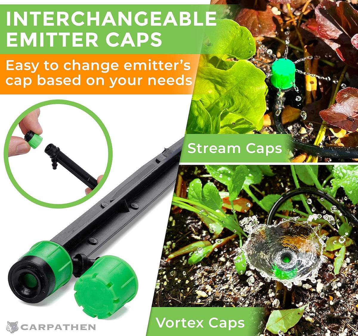 CARPATHEN 1/4" Drip Irrigation Emitters Vortex Sprinkler Parts, 100 pcs