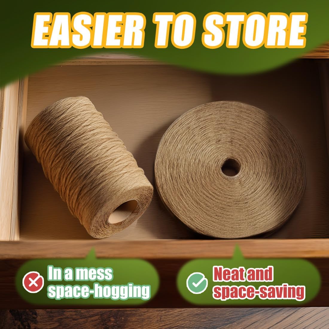1000FT Natural Jute Twine String Bulk Hemp Rope Cord for Crafts Gardening Gift Wrapping Wedding Décor Packing Material Burlap Ribbon Christmas Knitting Macrame Decoration (Brown 2mm* 1000ft)