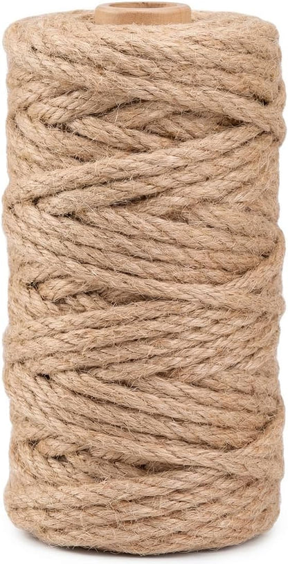 1000FT Natural Jute Twine String Bulk Hemp Rope Cord for Crafts Gardening Gift Wrapping Wedding Décor Packing Material Burlap Ribbon Christmas Knitting Macrame Decoration (Brown 2mm* 1000ft)