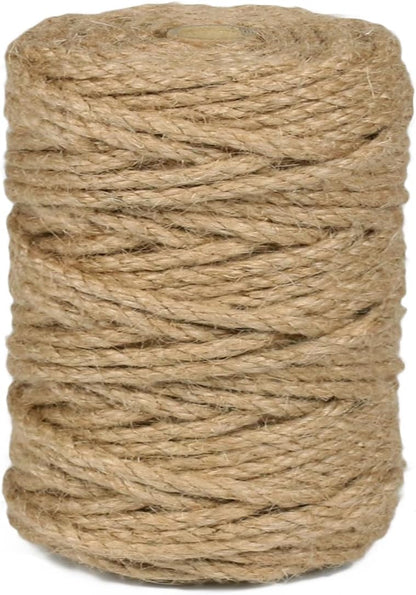 1000FT Natural Jute Twine String Bulk Hemp Rope Cord for Crafts Gardening Gift Wrapping Wedding Décor Packing Material Burlap Ribbon Christmas Knitting Macrame Decoration (Brown 2mm* 1000ft)