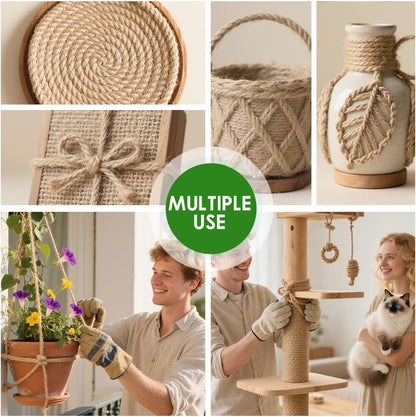 1000FT Natural Jute Twine String Bulk Hemp Rope Cord for Crafts Gardening Gift Wrapping Wedding Décor Packing Material Burlap Ribbon Christmas Knitting Macrame Decoration (Brown 2mm* 1000ft)
