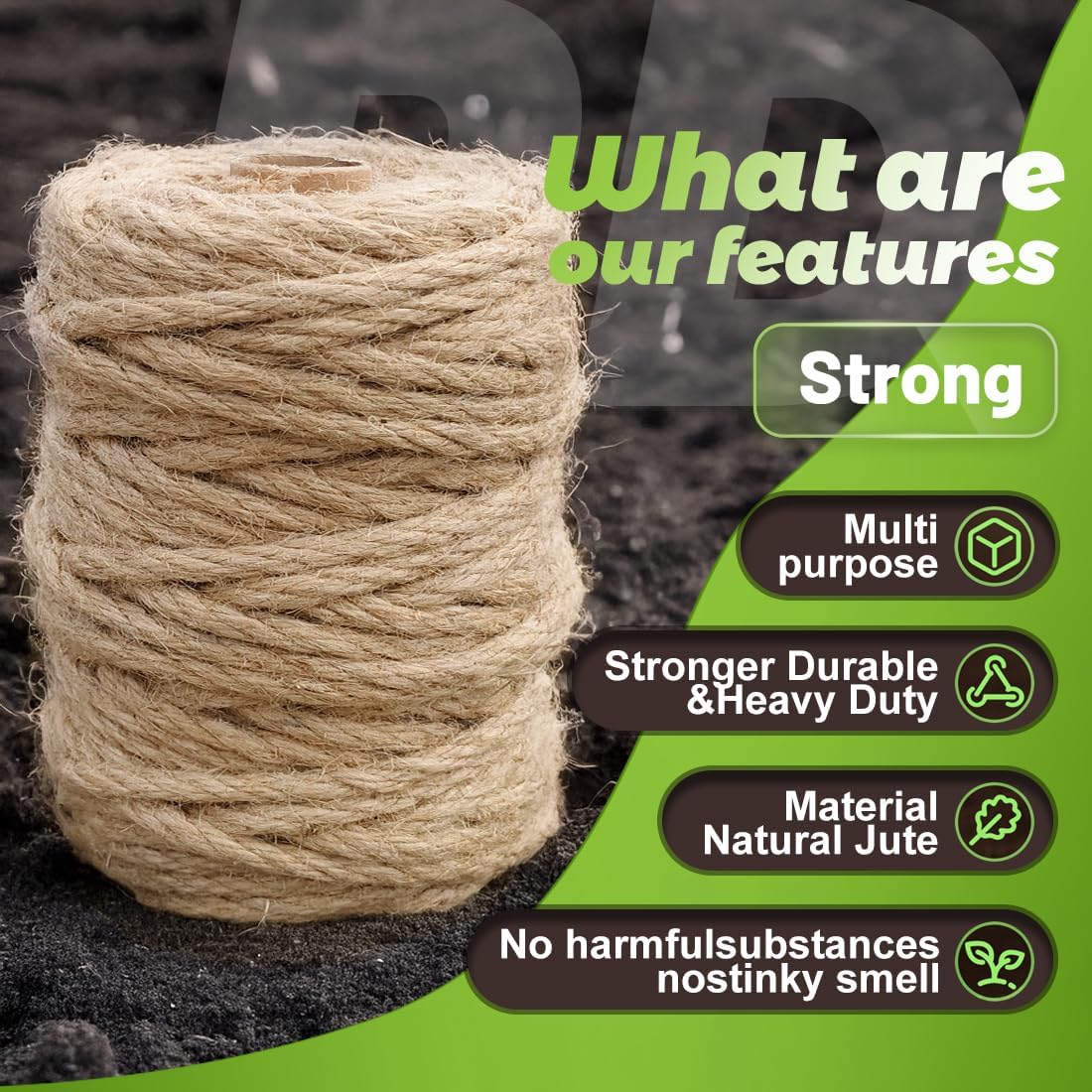 1000FT Natural Jute Twine String Bulk Hemp Rope Cord for Crafts Gardening Gift Wrapping Wedding Décor Packing Material Burlap Ribbon Christmas Knitting Macrame Decoration (Brown 2mm* 1000ft)