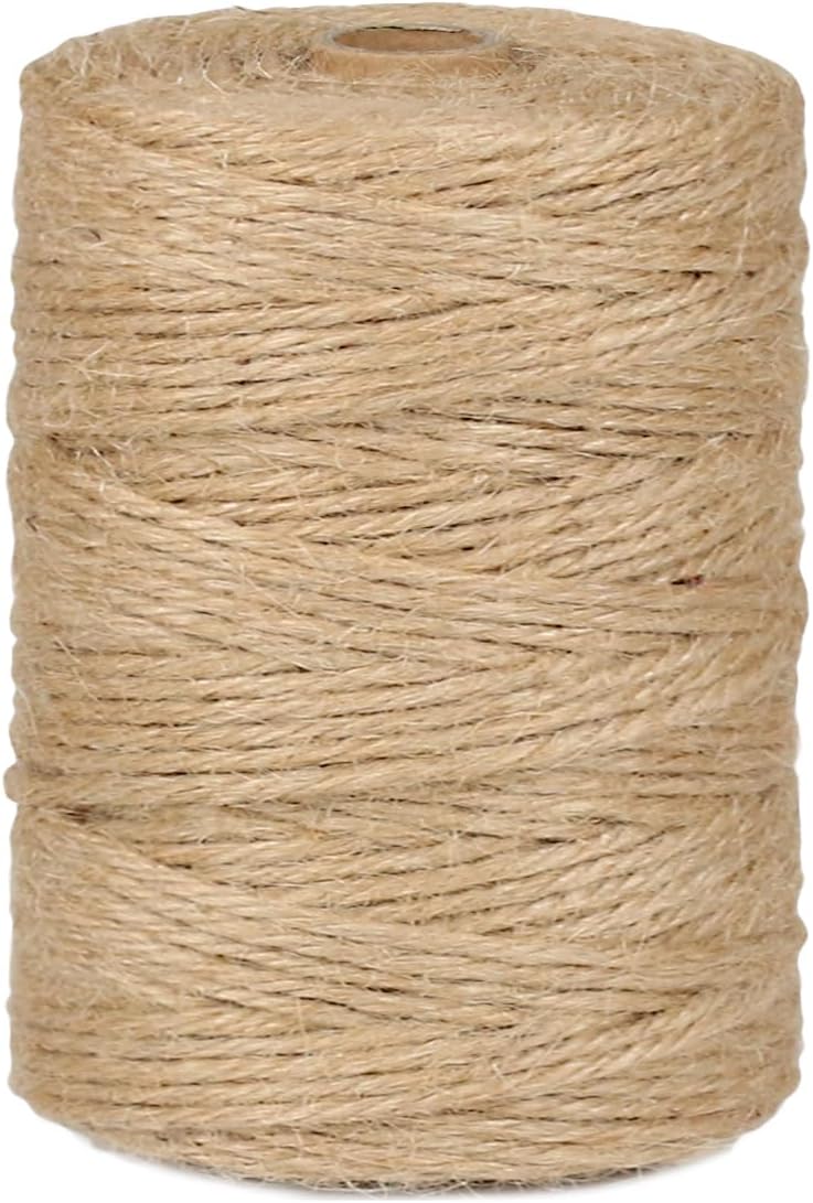 1000FT Natural Jute Twine String Bulk Hemp Rope Cord for Crafts Gardening Gift Wrapping Wedding Décor Packing Material Burlap Ribbon Christmas Knitting Macrame Decoration (Brown 2mm* 1000ft)
