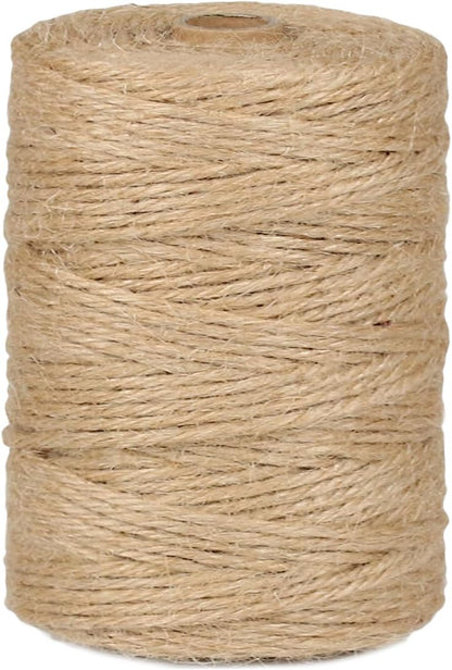 1000FT Natural Jute Twine String Bulk Hemp Rope Cord for Crafts Gardening Gift Wrapping Wedding Décor Packing Material Burlap Ribbon Christmas Knitting Macrame Decoration (Brown 2mm* 1000ft)