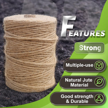 1000FT Natural Jute Twine String Bulk Hemp Rope Cord for Crafts Gardening Gift Wrapping Wedding Décor Packing Material Burlap Ribbon Christmas Knitting Macrame Decoration (Brown 2mm* 1000ft)