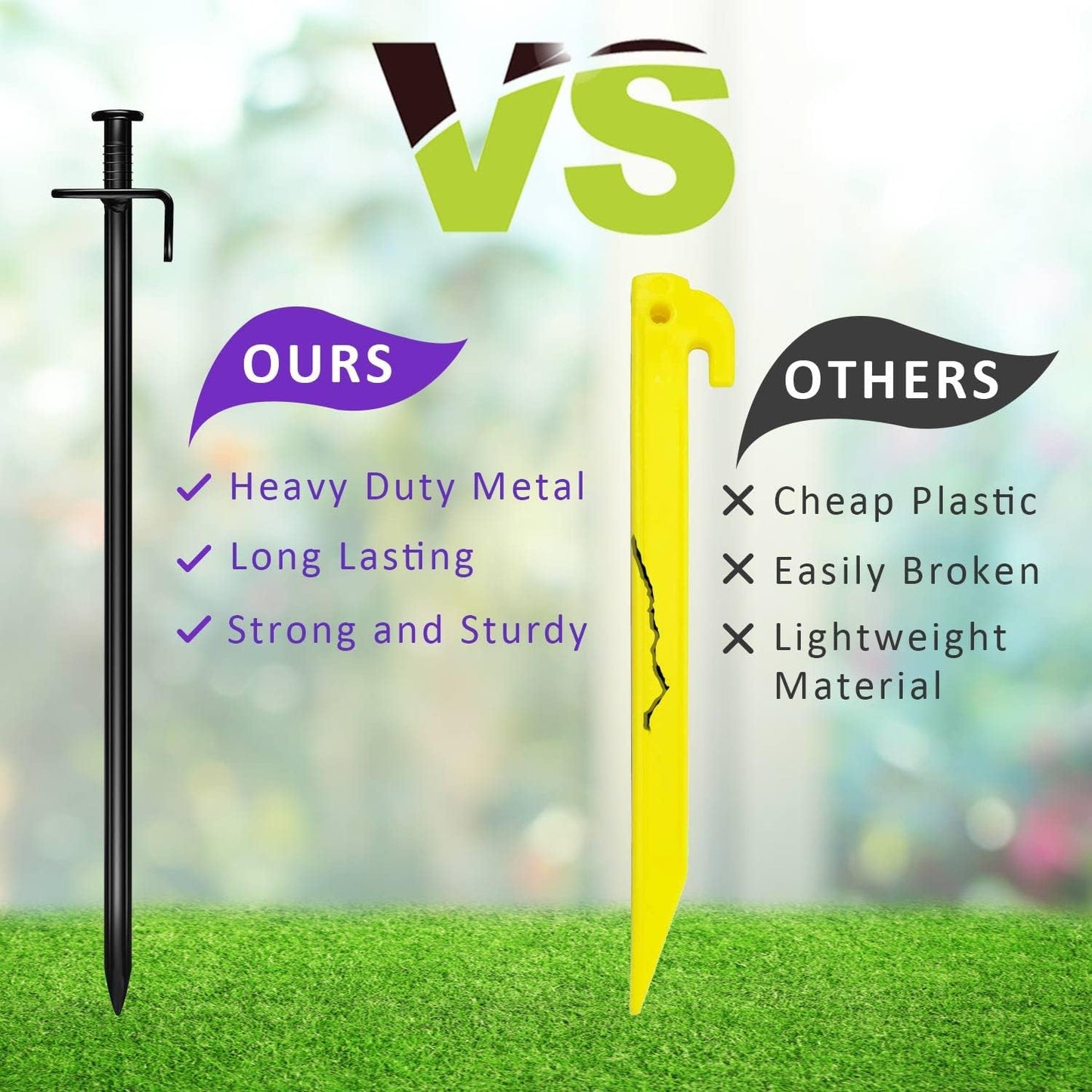 Heavy Duty Steel Tree Stake Kits,Tree Staking and Supports Kits for Young Trees Against Bad Weather, Include 3 PCS Tree Straps for Staking, 3 PCS 11.8 Inch Tree Stakes and 31.2 Feet Rope for Anchoring