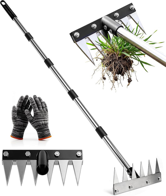 Weeding Rake Puller Tool for Garden,Heavy Duty Iron Weed Puller Cutter Tool
