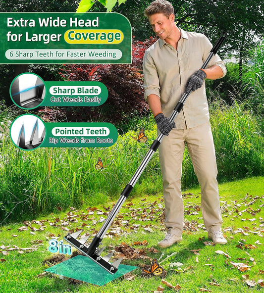 Weeding Rake Puller Tool for Garden,Heavy Duty Iron Weed Puller Cutter Tool