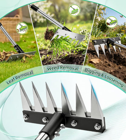 Weeding Rake Puller Tool for Garden,Heavy Duty Iron Weed Puller Cutter Tool