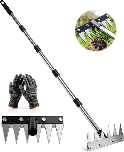 Weeding Rake Puller Tool for Garden,Heavy Duty Iron Weed Puller Cutter Tool