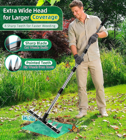 Weeding Rake Puller Tool for Garden,Heavy Duty Iron Weed Puller Cutter Tool