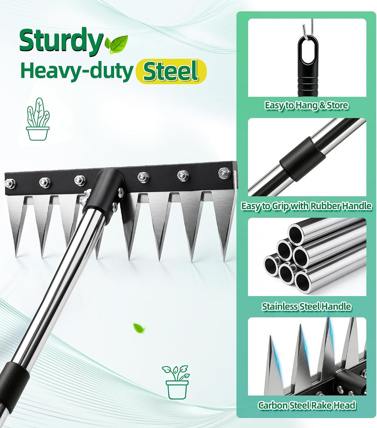 Weeding Rake Puller Tool for Garden,Heavy Duty Iron Weed Puller Cutter Tool