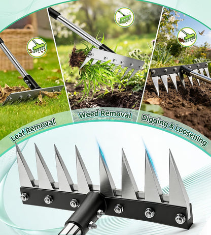 Weeding Rake Puller Tool for Garden,Heavy Duty Iron Weed Puller Cutter Tool
