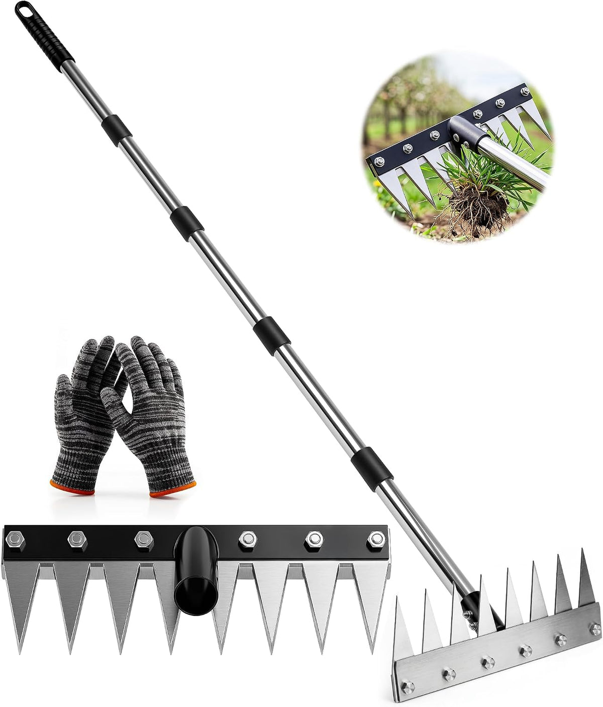 Weeding Rake Puller Tool for Garden,Heavy Duty Iron Weed Puller Cutter Tool