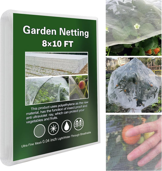 Garden Netting Ultra Fine 8x10ft, Insect Net Bug Mesh for Garden Plants