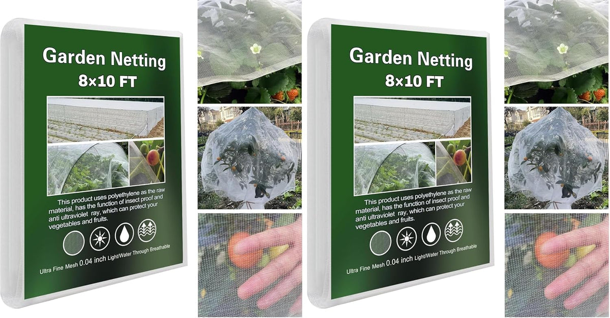 Garden Netting Ultra Fine 8x10ft, Insect Net Bug Mesh for Garden Plants