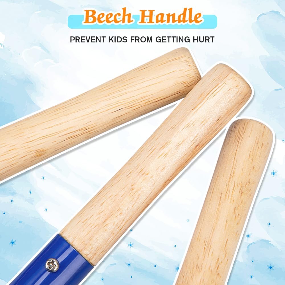 6 Piece Beach Sand Box Toys, Kids Gardening Tools, Made of Metal with Sturdy Wooden Handle, Safe Beach Gardening Set, Spoon, Fork, Rake & Shovel, Gifts for Toddlers