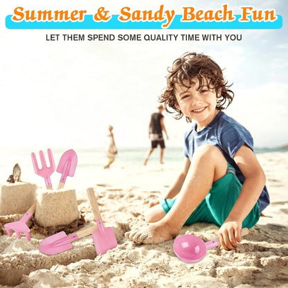6 Piece Beach Sand Box Toys, Kids Gardening Tools, Made of Metal with Sturdy Wooden Handle, Safe Beach Gardening Set, Spoon, Fork, Rake & Shovel, Gifts for Toddlers