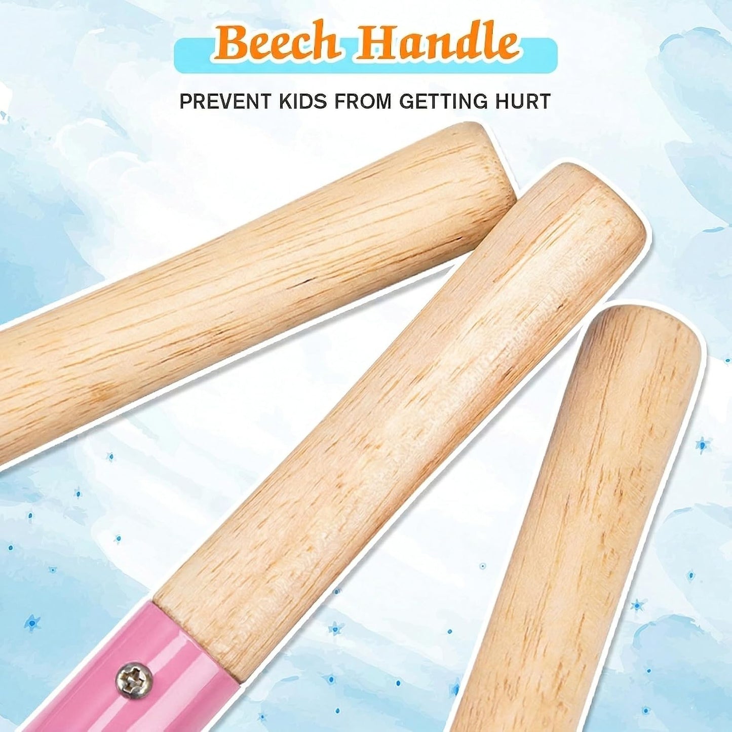 6 Piece Beach Sand Box Toys, Kids Gardening Tools, Made of Metal with Sturdy Wooden Handle, Safe Beach Gardening Set, Spoon, Fork, Rake & Shovel, Gifts for Toddlers