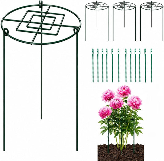 Peony Cages and Supports, 4 Pack, 14" D x 16" H with Twist Ties