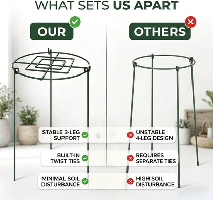 Peony Cages and Supports, 4 Pack, 14" D x 16" H with Twist Ties