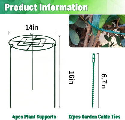 Peony Cages and Supports, 4 Pack, 14" D x 16" H with Twist Ties