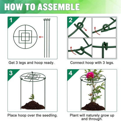 Peony Cages and Supports, 4 Pack, 14" D x 16" H with Twist Ties
