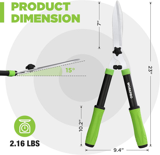 Hedge Shears, 23" Hedge Clippers with Sharp High Carbon Steel Blade