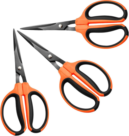 3 Packs Trimming Scissors Teflon Coated Non Stick Blades Pruning Shears Gardening Hand Pruning Snips with Straight Stainless Steel Precision Blade