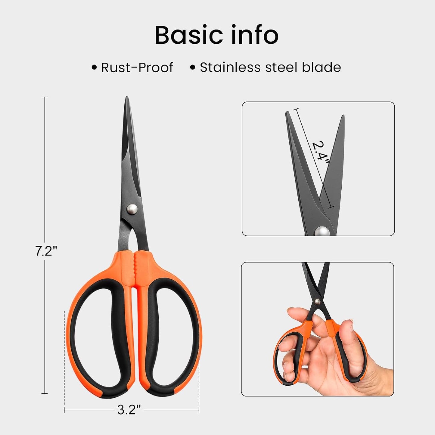 3 Packs Trimming Scissors Teflon Coated Non Stick Blades Pruning Shears Gardening Hand Pruning Snips with Straight Stainless Steel Precision Blade