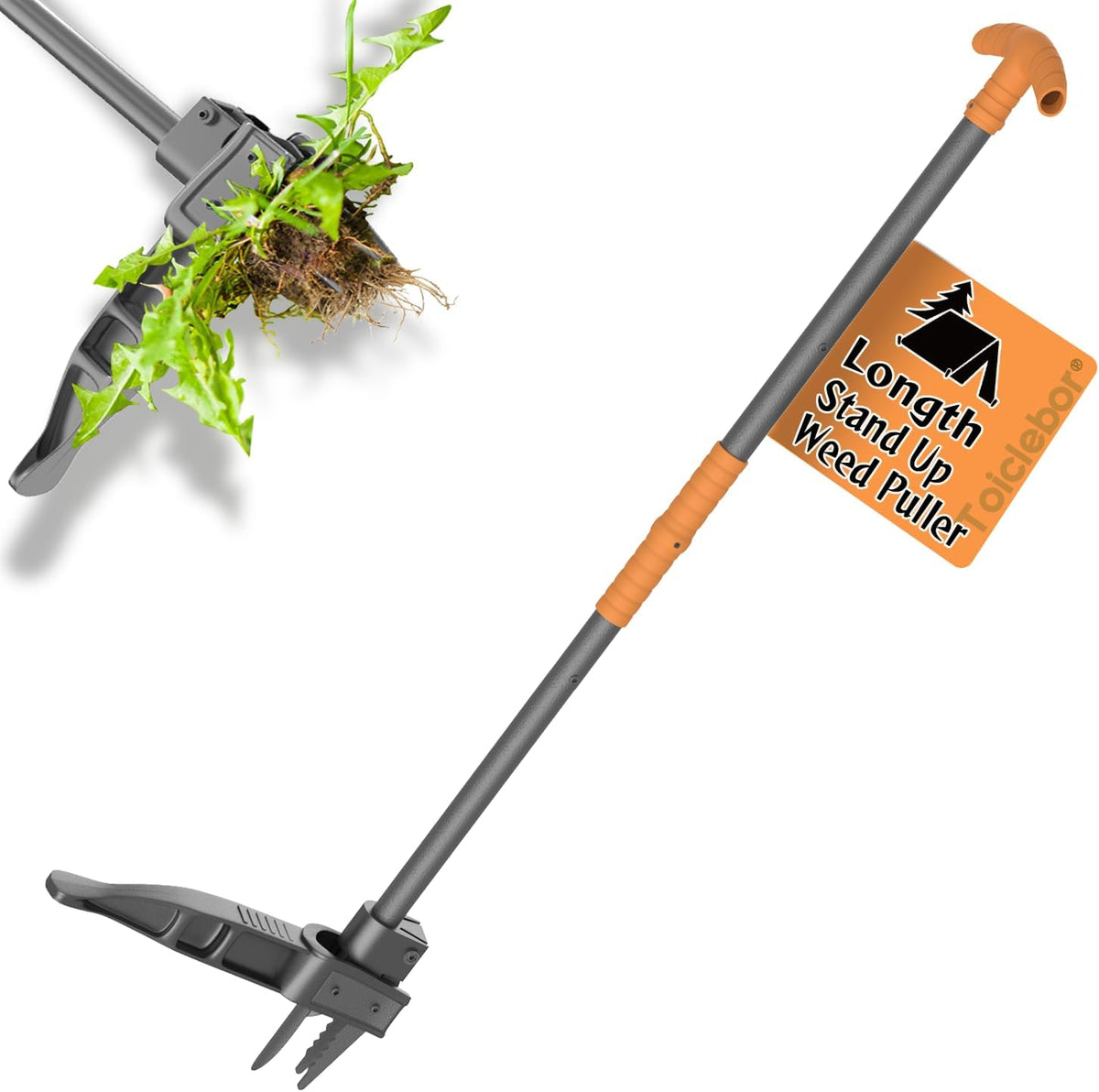 Stand Up Weed Puller with Long Ergonomic Handle, Black