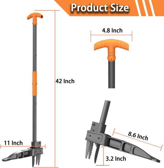 Stand Up Weed Puller with Long Ergonomic Handle, Black