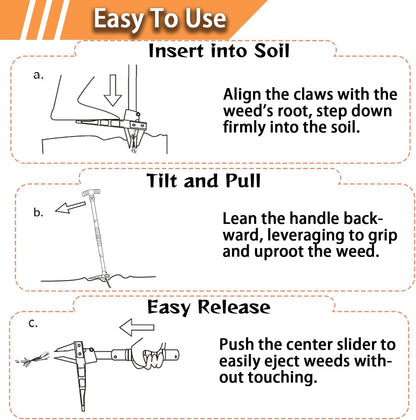 Stand Up Weed Puller with Long Ergonomic Handle, Black